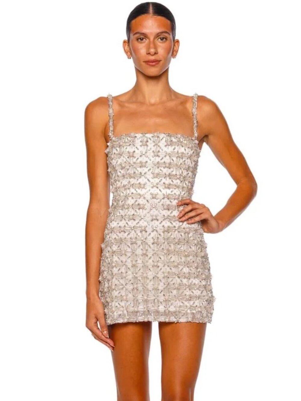 Rachel Gilbert Mini - Austin Mini Size 0 - Silver White - Embellished dress